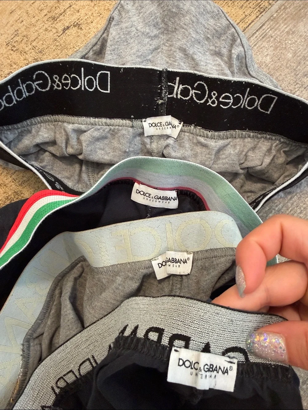 Dolce & Gabbana Men's Briefs Set - Black & Gray with Stripe Accents Size Small?